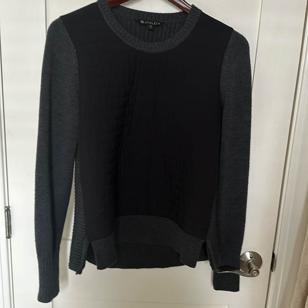 Athleta Black and Charcoal Gray Crewneck Sweater